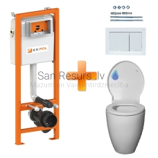 4 in 1 SET KAME OVALO SC built-in floor toilet with installation module ECO K-POL