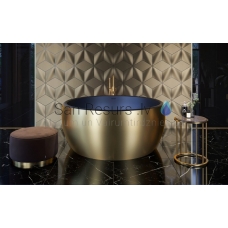 AQUATICA free standing bathtub AURA ROUND 160x160 (Yellow Gold-Black)