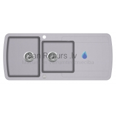 Aquasanita stone mass kitchen sink LIRA 1150 Alumetallic 116x50 cm