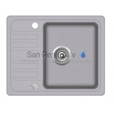 Aquasanita stone mass kitchen sink NOTUS 575 Alumetallic 57.5x46 cm