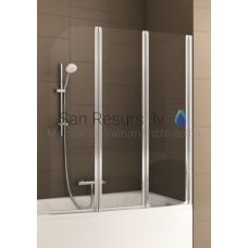 KFA MODERN 3 bath screen matte chrome / transparent glass 120,5-121,5x140 
