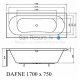 BLU aкриловая прямоугольная ванна DAFNE 1700x750