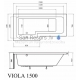 BLU akrilinė vonia VIOLA 1500x850 L/R