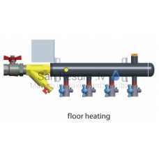 Danfoss heat distribution unit TDU.3 BS with 2 circuits without automatic balancing valves (left side)