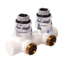 HERZ DE LUXE shut-off valve for two-pipe systems, angular 1/2' M22x1.5 pipe centre spacing 50mm (chrome)