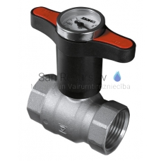 HERZ ball valve with handle and thermometer IE-IE (red) DN15