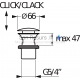 Washbasin waste valve click-clack, chromed