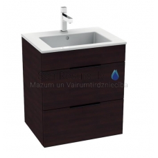 Cube vanity unit with two drawers incl. Washbasin 55x43 cm, dark oak