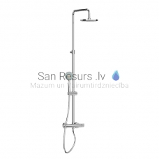 Mio thermostatic shower column mixer with shower set (head shower ∅ 200 mm, hand shower ∅ 100 mm, 3 function, shower hose 1,7 m)