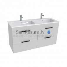 Cube vanity unit with four drawers incl. Double washbasin, white, , 1200x430 mm, h=607 mm, 4A