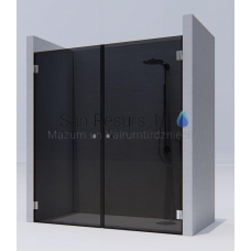 KAME shower door MODEL 02 180x200 gray glass + black