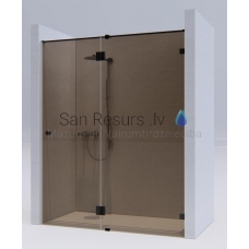 KAME shower door-enclosure MODEL 04 140x200 brown glass + black L/R