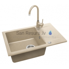 LAVEA stone mass kitchen sink with mixer Lara 65x44 (Beige)