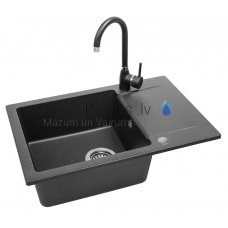 LAVEA stone mass kitchen sink with mixer Lara 65x44 (Black)