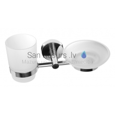 SANELA double stainless steel holder with glass and soap dish SLZD 17