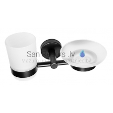 SANELA double stainless steel holder with glass and soap dish SLZD 17N