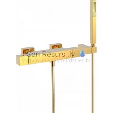 TRES CUADRO Thermostatic bath and shower faucet, gold