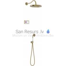 TRES CLASIC RETRO SHOWER COLORS Electronic shower set with built-in thermostat SHOWER TECHNOLOGY, Antique brass, cooper matt