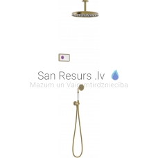 TRES CLASIC RETRO SHOWER COLORS Electronic shower set with built-in thermostat SHOWER TECHNOLOGY, Antique brass, cooper matt