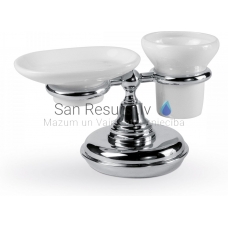 TRES CLASSIC RETRO Ceramic countertop tumbler holder-soap dish, Chrome