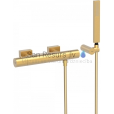 TRES PROJECT Shower faucet with thermostat, gold matt