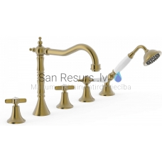 TRES CLASIC RETRO 5-piece bathroom faucet, Antique brass, cooper matt