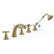 TRES CLASIC RETRO 5-piece bathroom faucet, Antique brass, cooper