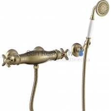 TRES CLASIC RETRO Shower faucet with thermostat, Antique brass, cooper matt