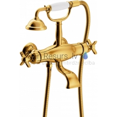 TRES CLASIC RETRO Thermostatic bath and shower faucet with mount, gold