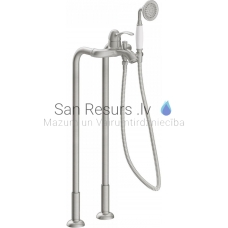 TRES CLASIC RETRO brīvi stāvošs vannas jaucējkrāns ar rokas dušu, tērauda