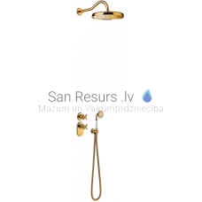 TRES CLASIC RETRO zemapmetuma jaucējkrāns ar dušas sistēmas komplektu un termostatu, zelta, gold