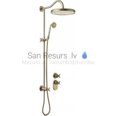 TRES CLASIC RETRO built-in shower faucet with shower set and thermostat, Antique brass, cooper matt