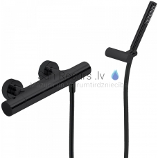 TRES STUDY Shower faucet with thermostat, black matt