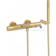 TRES STUDY Thermostatic bath and shower faucet, gold matt