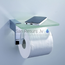 Toilet paper holder Eros, with lid, black - Sanresurs