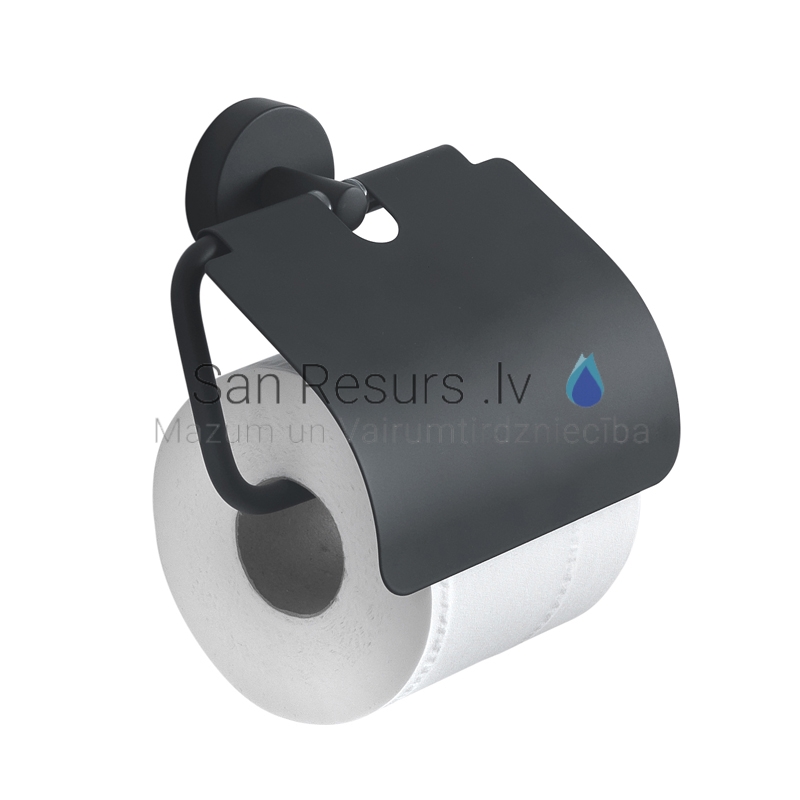 Toilet paper holder Eros, with lid, black - Sanresurs