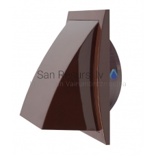 EUROPLAST ventilation grille plastic, 190x190mm, Ø125mm, outside, with non-return valve, brown ND12FVB