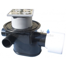 Floor drain DN75 / 110 horizontal with one-way valve and 3 actuators DN40 / 50