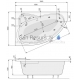 POOLSPA asymmetric acrylic bathtub EUROPA 165x105 with legs, left side
