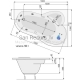 POOLSPA asymmetric acrylic bathtub LEDA 160x100 with legs, right side