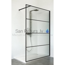 Roltechnik shower wall PHILLY LOFT HORIZON Black elox + Transparent 200x 80